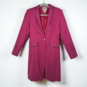 VTG Reed Hill Saddleseat Coat Woman 12 Wool Blend Embellished Jewel Magenta Pink